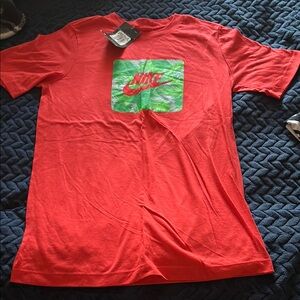 Nike Red Short Sleeve Tee with Green Accent